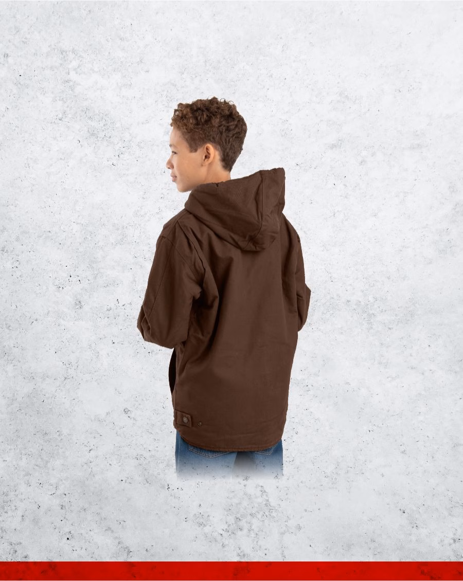 Berne Youth Sherpa Lined Softstone Duck Hooded Jacket - Image 2