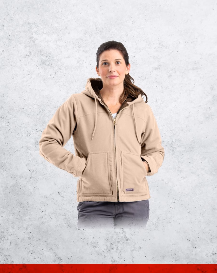 Berne Women's Sherpa Lined Softstone Duck Hooded Jacket - Image 3