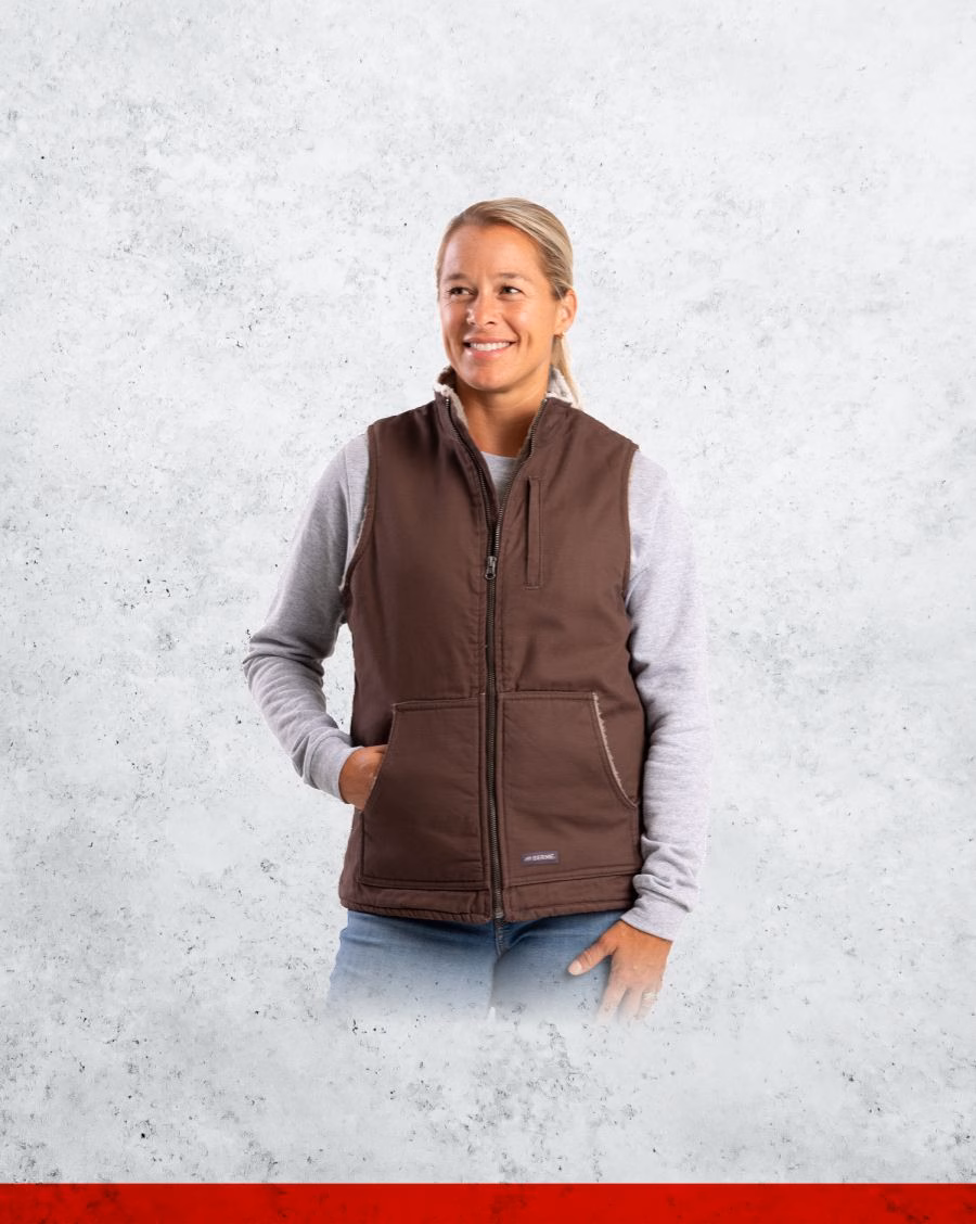 Berne Women's Sherpa Lined Softstone Duck Vest - Image 3
